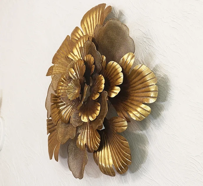 Настінний декор "Квітка" із металу золото Гранд Презент 81422 - зображення 6