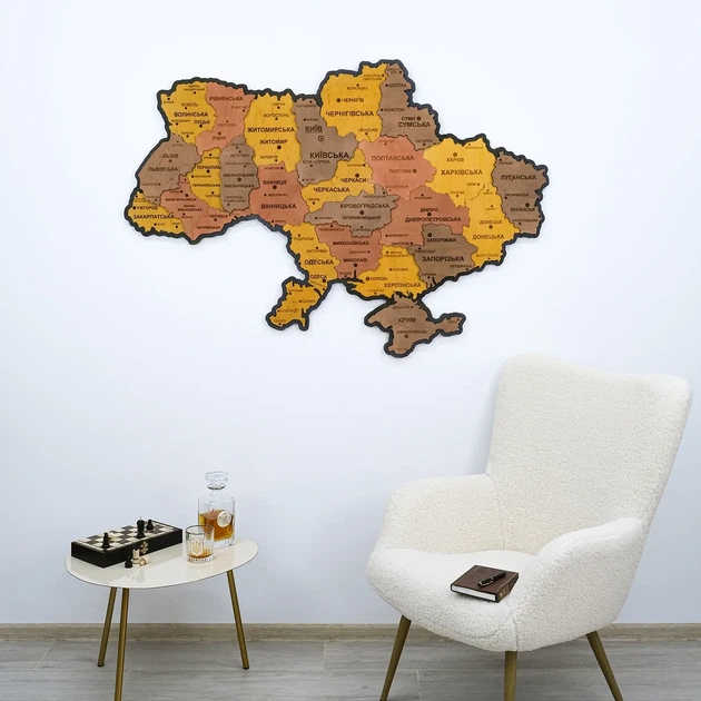 Мапа України настінна велика 3D об'ємна в коробці ручна робота 143*100 см Гранд Презент 17 - изображение 2