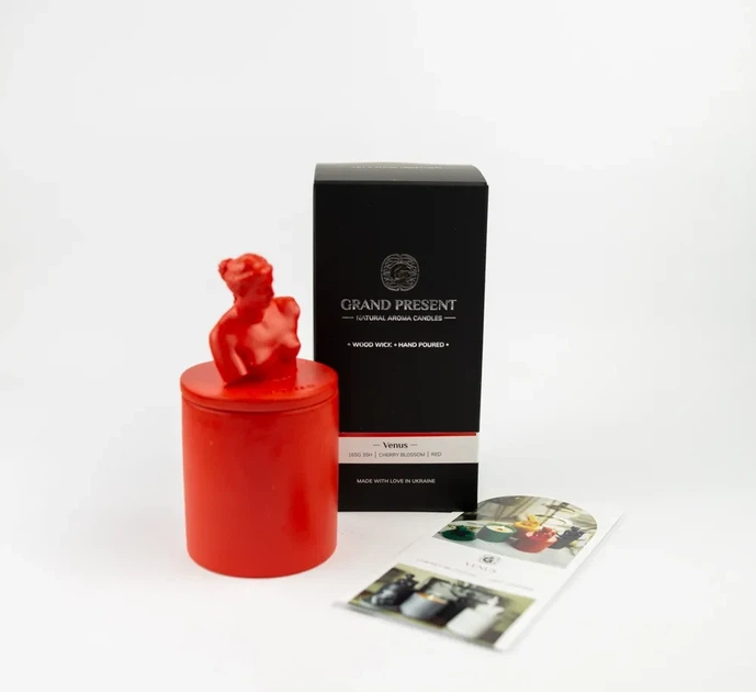 Аромасвічка VENUS CHERRY BLOSSOM RED 100% WOOD WAX 165g 35h Гранд Презент NAC 1011R - зображення 6