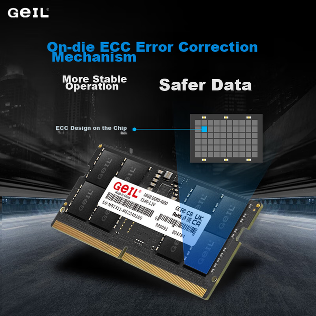 Модуль оперативной памяти GEIL Jinbang 16 ГБ DDR5-4800 для ноутбука, серия Millennium, расширение памяти для ноутбука. - изображение 9
