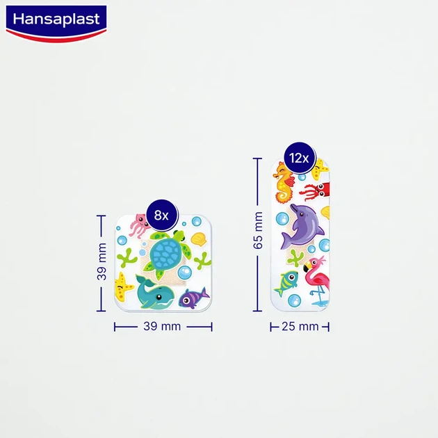 Детский лейкопластырь Hansaplast AquaProtect Kids водостойкий с рисунками морских животных 20 шт - изображение 2