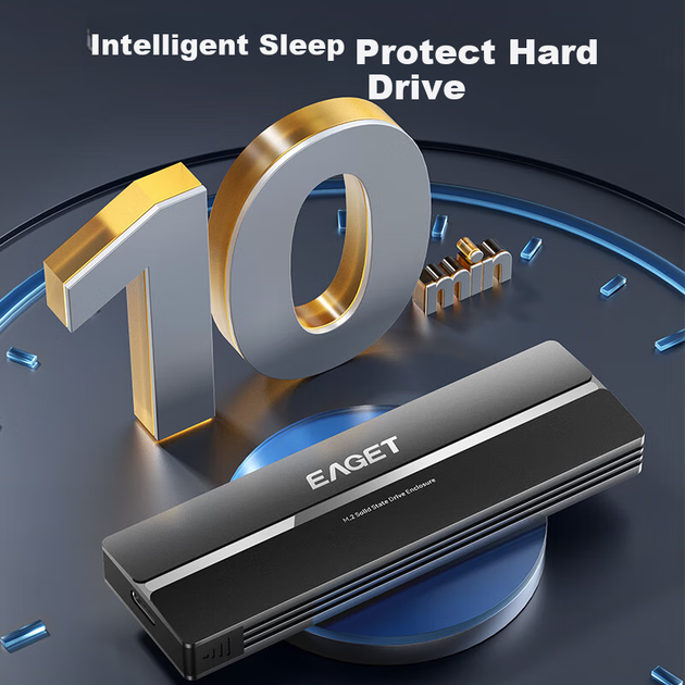Корпус для SSD-накопителя EAGET M.2 NVMe, Type-C 3.2, портативный, совместимый с ноутбуками и устройствами Apple, внешний корпус для SSD, охлаждение из алюминиевого сплава, SE310NA - изображение 12