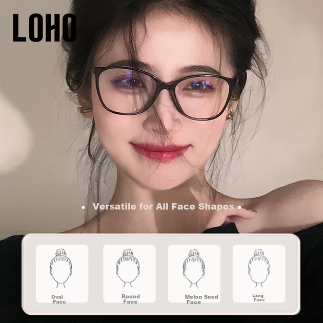 Новые женские очки LOHO «кошачий глаз» 2024 года, защита от близорукости, защита от синего света, утягивающая оправа, очки без линз, возможность установки линз по рецепту, YX8063, черные. - изображение 4