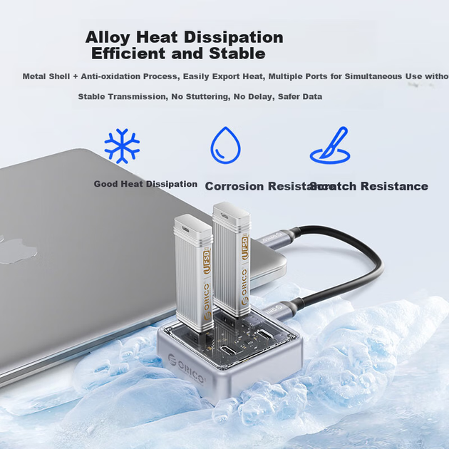 Док-станция ORICO Expansion Dock Type-C, высокоскоростной концентратор 10 Гбит/с, удлинительный кабель-конвертер для ноутбука, 1 метр. - изображение 9