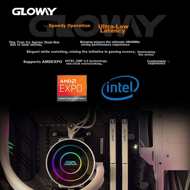Модуль оперативной памяти Gloway 16 ГБ DDR5 4800 для настольных компьютеров, Tianche V-Bank, чипы премиум-класса, CL40, цвет Moonlight White, аксессуар для компьютера AI. - зображення 6