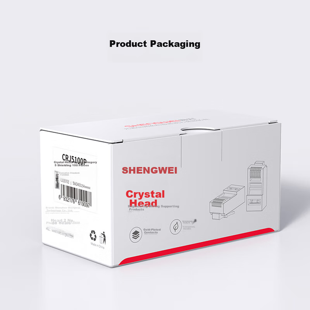 Конектори Shengwei CRJ6050P RJ45 Cat6A екрановані двосекційні, 50 шт - зображення 11