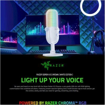 Мікрофон Razer Seiren V3 Chroma White (RZ19-05060200-R3M1) - Фото 2 Мікрофон Razer Seiren V3 Chroma White (RZ19-05060200-R3M1) - зображення 2