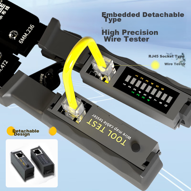 Набор HAILE HT-G83T кримпер для RJ45 с тестером и стриппером для Cat5e/Cat6 - Фото 6 Набор HAILE HT-G83T кримпер для RJ45 с тестером и стриппером для Cat5e/Cat6 - изображение 6