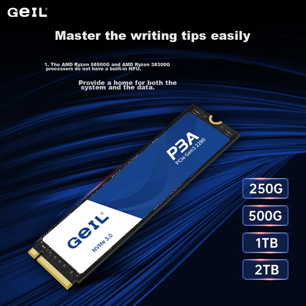 SSD-накопитель GEIL Jinbang 1 ТБ, интерфейс M.2 PCIe 3.0 (протокол NVMe), жесткий диск для настольных компьютеров и ноутбуков, высокоскоростной 3000 МБ/с, серия P3A. - изображение 10