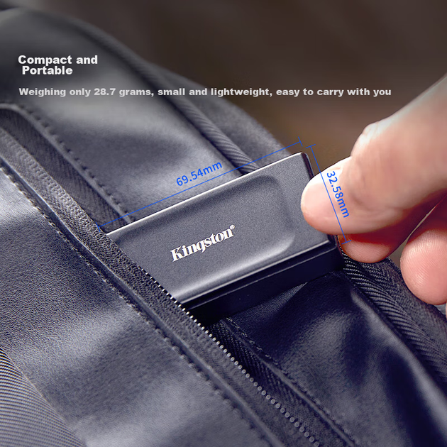Портативный твердотельный накопитель Kingston XS1000 1 ТБ USB 3.2 Gen 2, скорость передачи данных 1050 МБ/с, легкий и стильный, внешний, для ноутбуков. - изображение 5