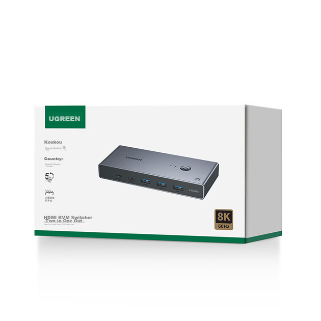 KVM-перемикач Ugreen 25124 2-портовий HDMI 8K 60 Гц - Фото 7 KVM-перемикач Ugreen 25124 2-портовий HDMI 8K 60 Гц - зображення 7