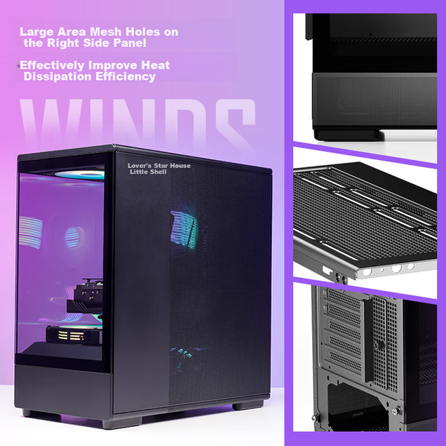 Корпус компьютерный Aigo Starry Sky White M-ATX с обзором 270 градусов, белый - изображение 7