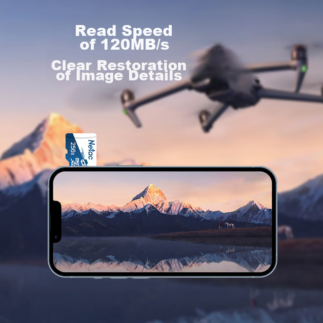 Netac, 256 ГБ TF (MicroSD), спеціальна карта пам'яті DJI Drone, U3 A1 V30, 4K екшн-камера GoPro, універсальна для камер спостереження - изображение 6