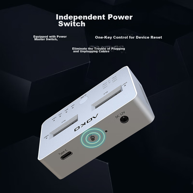 Устройство для клонирования M.2 SSD AOKO, двухпротокольное клонирование NVMe/SATA, клонирование жестких дисков M2, копирование и запись SSD-накопителей в автономном режиме PCIe DM28SW. - изображение 9
