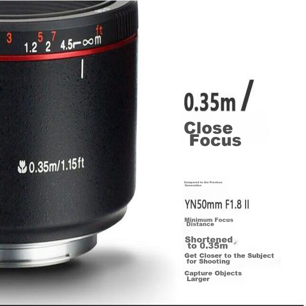 Объектив YONGNUO YN 50mm f/1.8 II для Canon полнокадровый портретный, черный - изображение 8