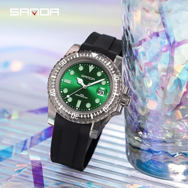 Наручний годинник Sanda 9007 Black-Green - Фото 3 Наручний годинник Sanda 9007 Black-Green - изображение 3