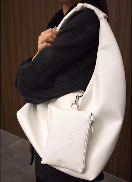 Женская сумка Sambag HOBO L белая из экокожи большая городская hobo-сумка 51925 - Фото 9 Женская сумка Sambag HOBO L белая из экокожи большая городская hobo-сумка 51925 - изображение 9