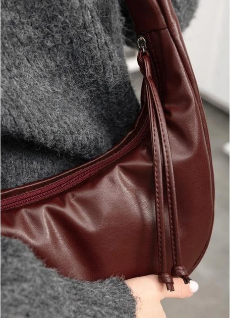 Женская сумка Sambag HOBO бордовая 30x13x8 см эко-кожа городская на молнии Sambag 55179 - изображение 10