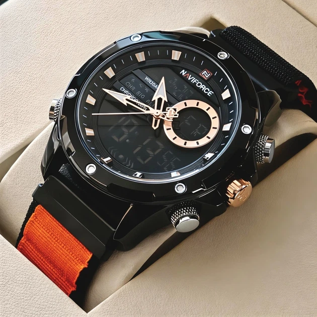 Чоловічий спортивний тактичний годинник Naviforce Pride Orange, 2 ремінці - зображення 2
