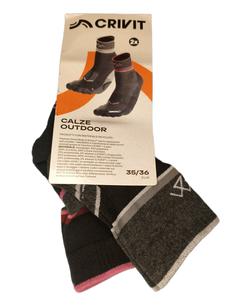 Трекинговые носки Calze Outdoor CRIVIT 35-36р черно-серые 2 пары - Фото 1 Трекинговые носки Calze Outdoor CRIVIT 35-36р черно-серые 2 пары - изображение 1