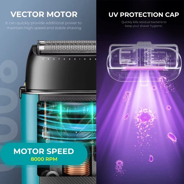 Электробритва VGR V-035S, шейвер, тройное лезвие, Vector Motor 8000–10000 RPM, LED-дисплей - изображение 8