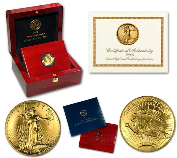 Колекційна золота монета "Double Eagle Ultra High Relief - Американський орел" 31,1 г 2009 рік - изображение 7