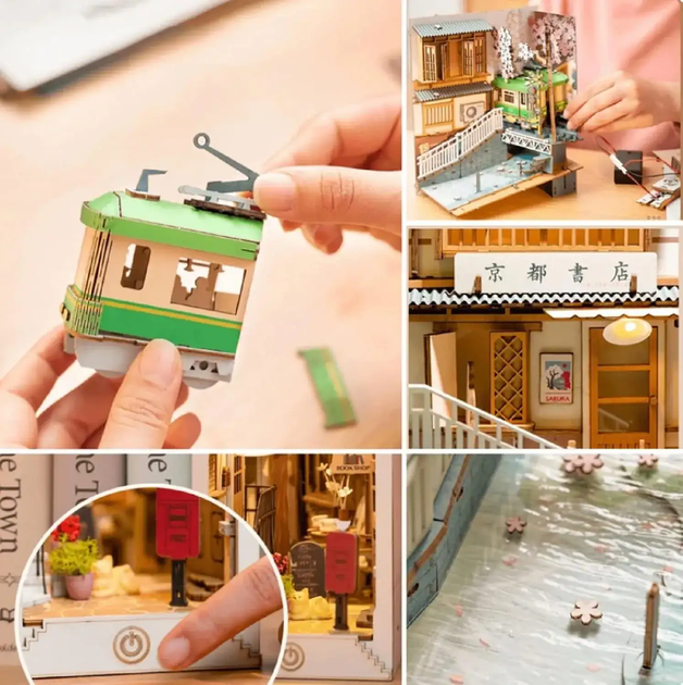 Конструктор 3D DIY Robotime Rolife Sakura Densya TGB01 з сакурою та трамваєм(PP_920B728B1F68) - зображення 6