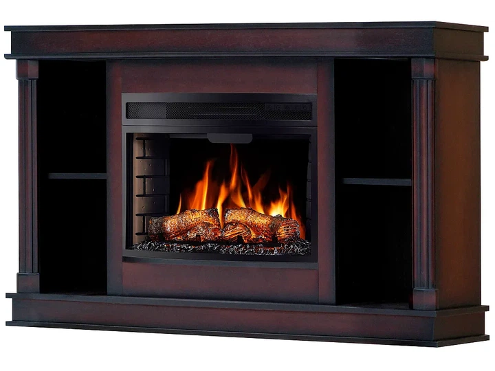 ТВ тумба с камином ArtiFlame Brittany AF25 коньяк 3D эффект живого пламени и тления поленьев со звуком и обогревом - изображение 3