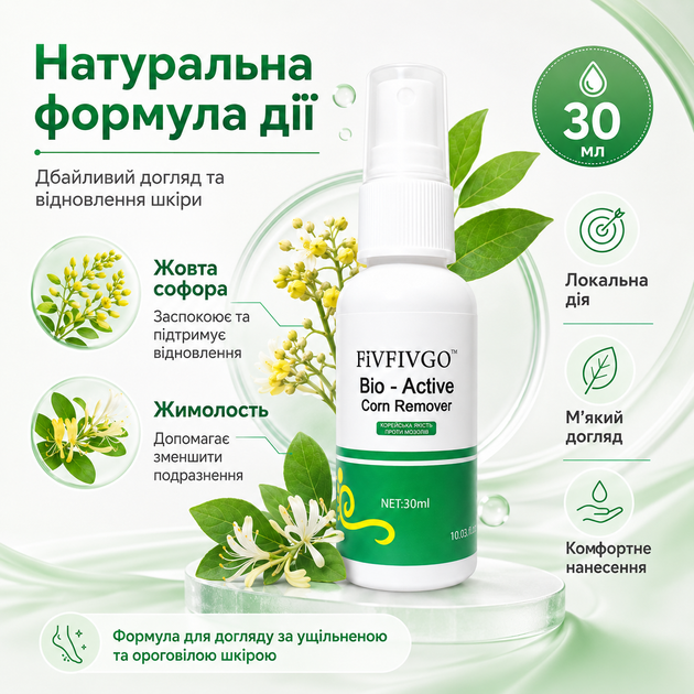 Видалення мозолів Fivfivgo Bio-Active Corn Remover Видалення бородавок, 30 мл Професійний засіб для видалення мозолів - зображення 12