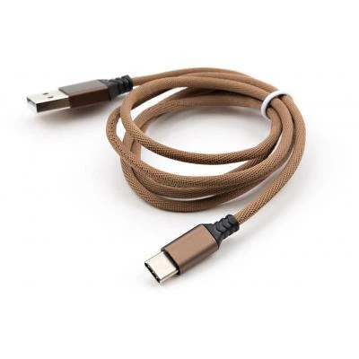Дата кабель USB 2.0 AM to Type-C nylon 1m brown Vinga - Фото 2 Дата кабель USB 2.0 AM to Type-C nylon 1m brown Vinga - изображение 2