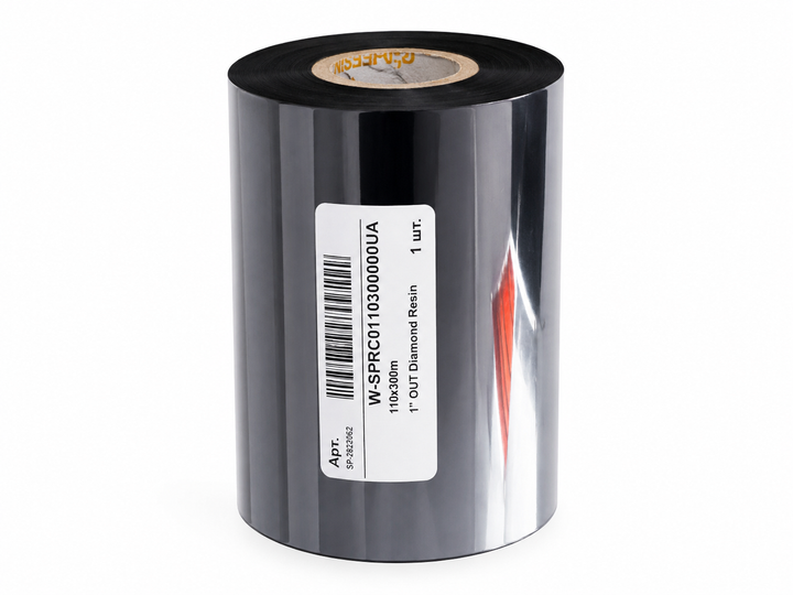 Риббон Resin 110 мм х 300 м черный 1" OUT - Фото 1 Риббон Resin 110 мм х 300 м черный 1" OUT - изображение 1