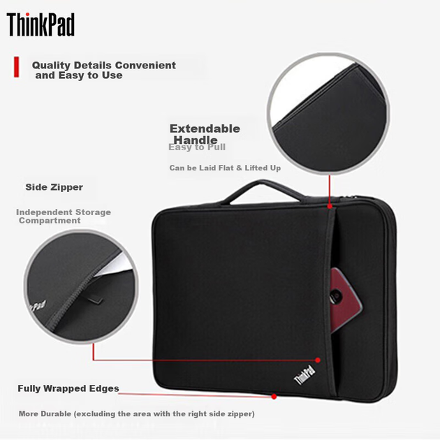 Чехол для ноутбука Lenovo ThinkPad 15 дюймов, сумка-портфель защитная, черная - Фото 12 Чехол для ноутбука Lenovo ThinkPad 15 дюймов, сумка-портфель защитная, черная - изображение 12