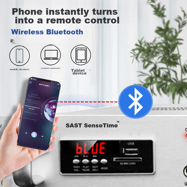 Мощный усилитель SAST 180 Вт с Bluetooth и постоянным напряжением, система оповещения, потолочные колонки, настенные акустические системы, комбинированная система для домашнего кинотеатра. - зображення 7