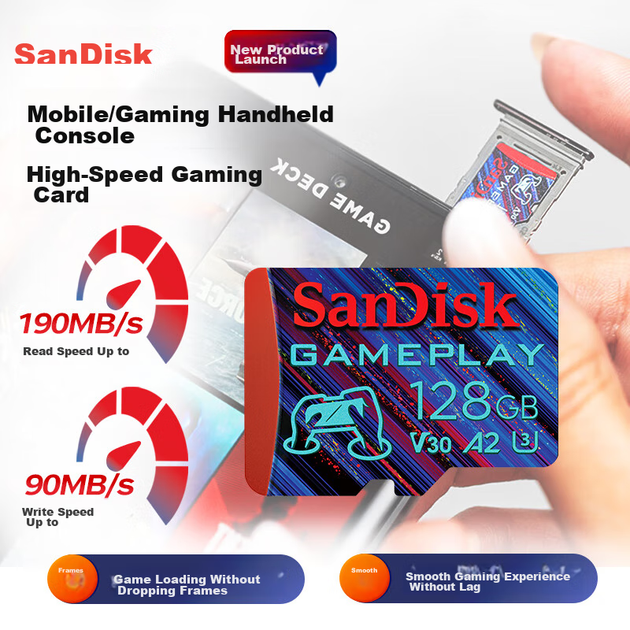 Карта пам'яті SanDisk microSD 128 ГБ A2 U3 V30 4K, читання 190 МБ/с, запис 90 МБ/с, для ігрових консолей - зображення 4