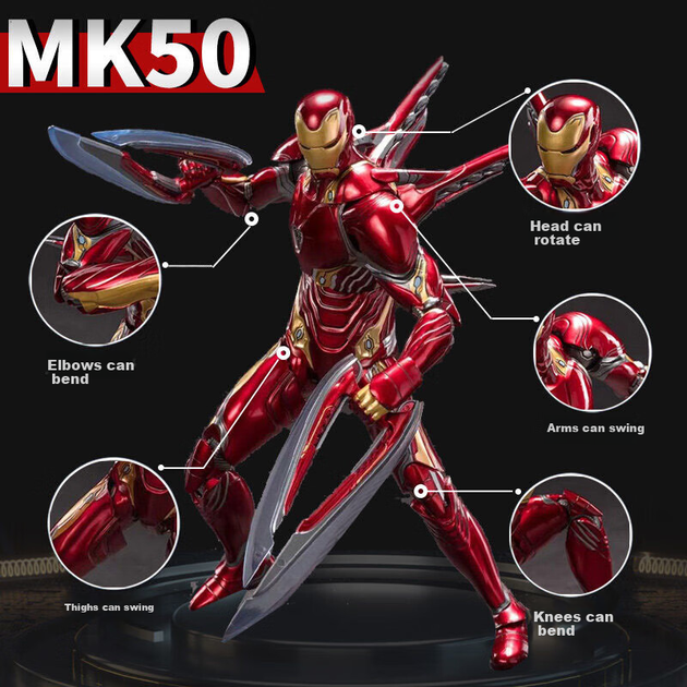 Фігурка Marvel "Залізна Людина MK50" у бойовій броні, з шарнірними з'єднаннями, з вітриною - Фото 6 Фігурка Marvel "Залізна Людина MK50" у бойовій броні, з шарнірними з'єднаннями, з вітриною - зображення 6