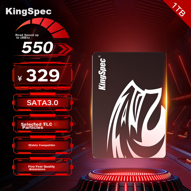 Твердотельный накопитель KingSpec SSD 1 ТБ, интерфейс SATA 3.0, 2,5 дюйма, отборная TLC NAND, скорость чтения 550 МБ/с, совместим с настольными компьютерами/ноутбуками. - изображение 4