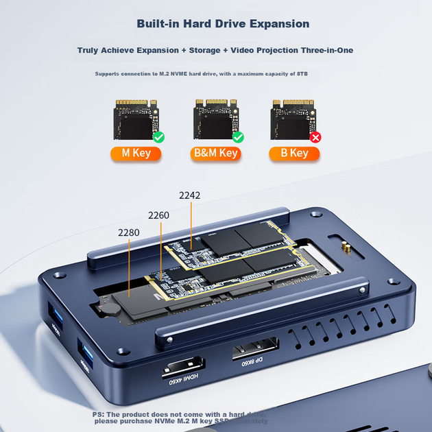 Док-станция расширения Acasis USB 4.0 для жестких дисков NVMe M.2, портативный конвертер Ultra HD 8K, совместимый с Mac Mini, Thunderbolt 3 TBU405Plus-H - изображение 8