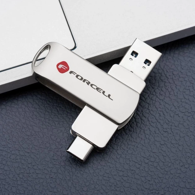 Flash-диск Forcell F-Data Metal Duo 16GB USB 3.2 Gen 1 Silver (5903396391750) - Фото 5 Flash-диск Forcell F-Data Metal Duo 16GB USB 3.2 Gen 1 Silver (5903396391750) - зображення 5