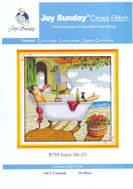 Набір для вишивання за нанесеною на канву схемою "Enjoy lify 3". AIDA 14CT printed, 35*35 см - зображення 2