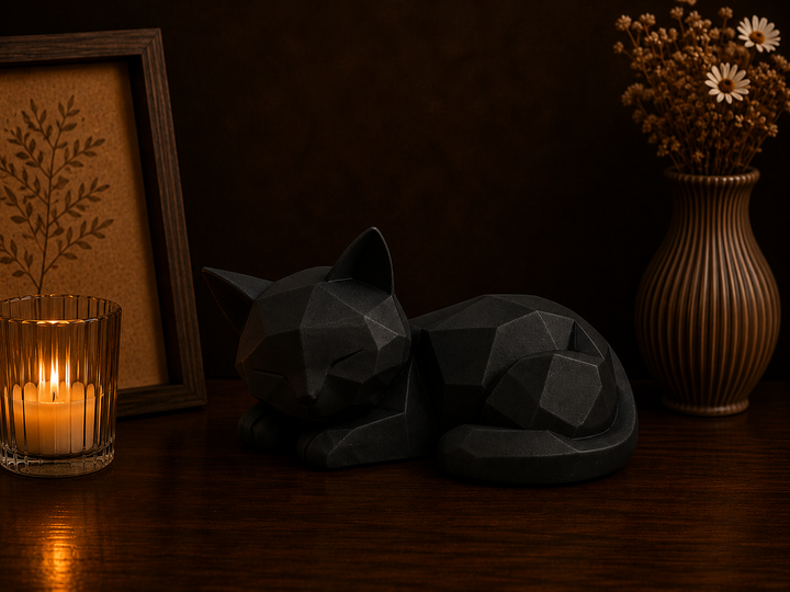 Декоративна фігурка Кіт, 3D статуетка для дому та офісу, чорний колір - Фото 1 Декоративна фігурка Кіт, 3D статуетка для дому та офісу, чорний колір - зображення 1