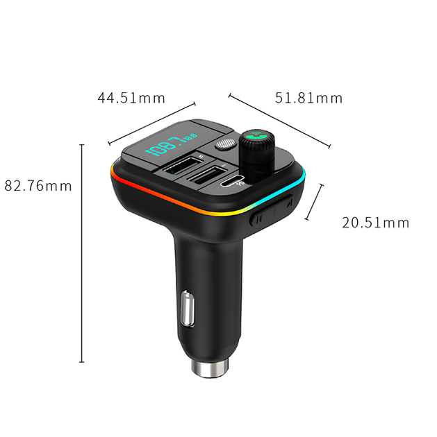 FM трансмиттер USB автомобильный, Bluetooth 5.0, цифровым дисплеем, RGB подсветкой, быстрой зарядкой QC3 и PD - изображение 4