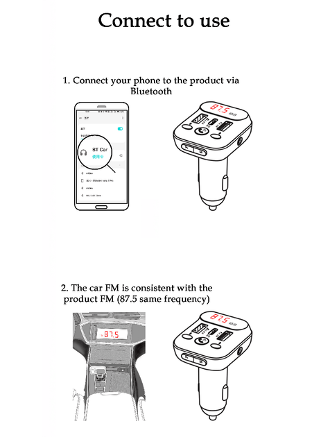FM трансмиттер USB автомобильный, Bluetooth 5.0, цифровым дисплеем, RGB подсветкой, быстрой зарядкой QC3 и PD - изображение 5