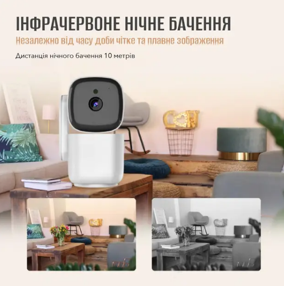 Камера WiFi IP розумна для дому відеоспостереження Noxon Smart Camera 360 охорони для вашого дому, біла (3036) - зображення 3