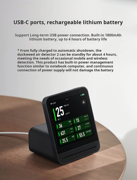 Аналізатор якості повітря Xiaomi Qingping ClearGrass Air Detector Gen 2 (CGS2) Black - зображення 6
