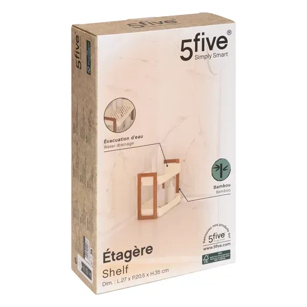 Бамбуково-пластиковый стеллаж 5five Simply Smart на 2 полки, 27×20,5×35 см, белый/натуральный - Фото 2 Бамбуково-пластиковый стеллаж 5five Simply Smart на 2 полки, 27×20,5×35 см, белый/натуральный - изображение 2