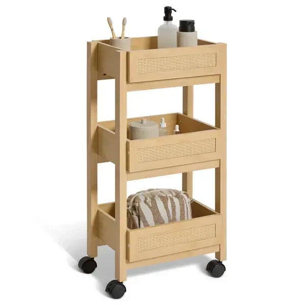 Кухонная тележка на 3 яруса 5five CANE, 39,6×30×85,5 см, натуральный и черный - изображение 10