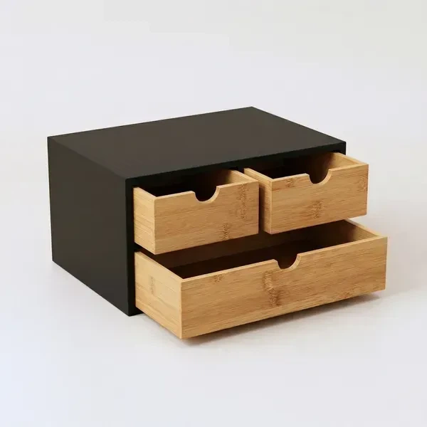 Настольный органайзер с 3 ящиками BOXIMO, 32×25×16 см, натурального цвета - Фото 3 Настольный органайзер с 3 ящиками BOXIMO, 32×25×16 см, натурального цвета - изображение 3