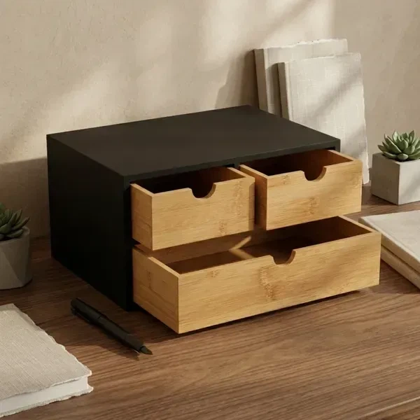 Настольный органайзер с 3 ящиками BOXIMO, 32×25×16 см, натурального цвета - Фото 11 Настольный органайзер с 3 ящиками BOXIMO, 32×25×16 см, натурального цвета - изображение 11
