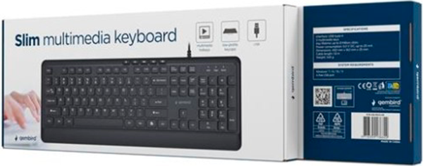 Klawiatura przewodowa Gembird Slim Multimedia USB Black (KB-MCH-05) - obraz 2