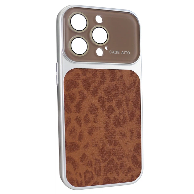 Чехол AITO PU Leather Leopard Case для Apple iPhone 14 Pro коричневый - Фото 1 Чехол AITO PU Leather Leopard Case для Apple iPhone 14 Pro коричневый - изображение 1